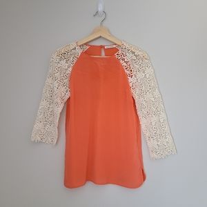 Club Monaco Silk cotton embroidered top size S